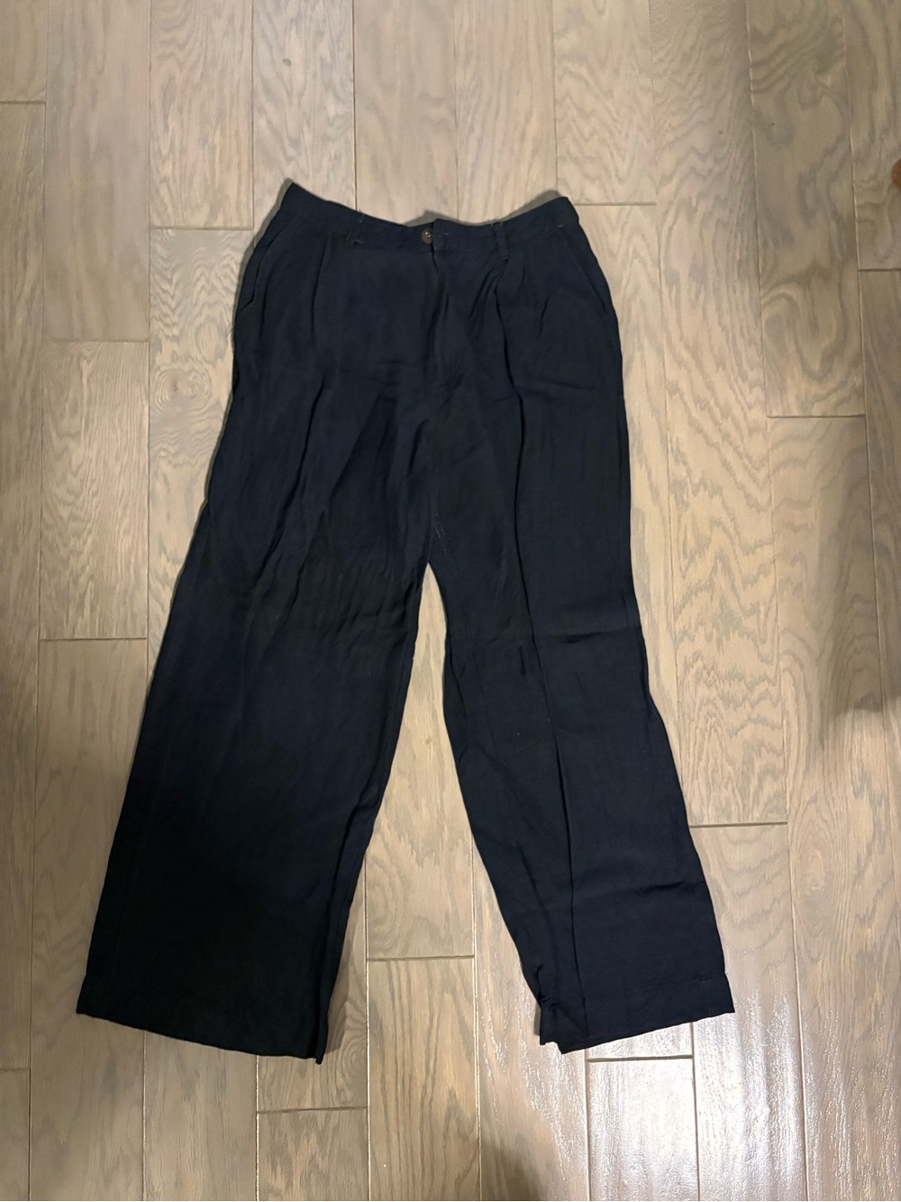 Onia Black Linen Wide-Leg Pants